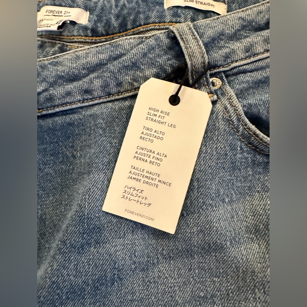 Forever 21 High Rise Slim Straight Jeans Diagonal Zipper Size 18 New With Tags - Picture 4 of 5